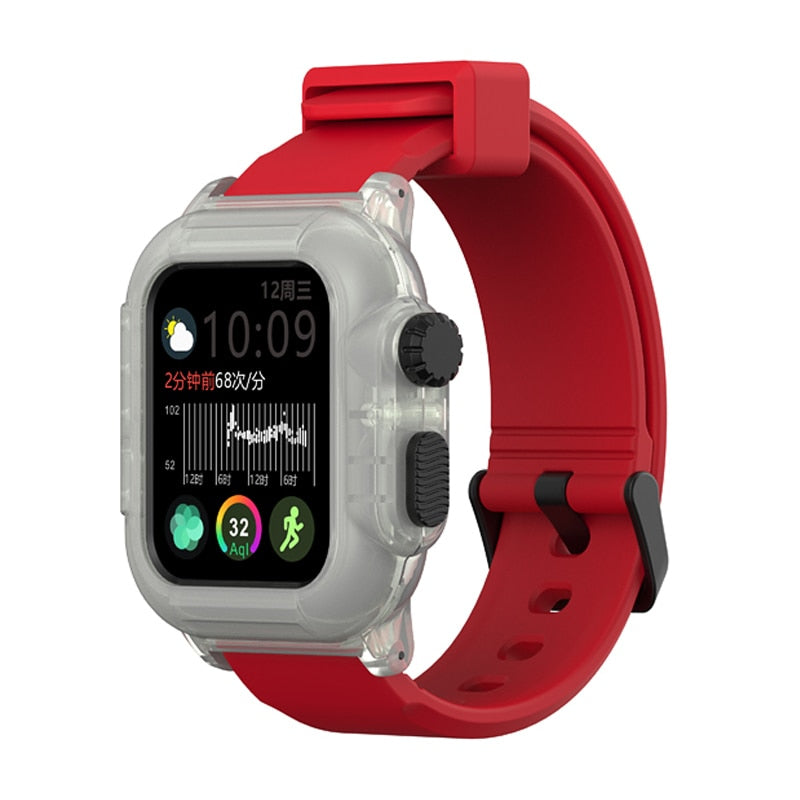 Silicone Band Case For Apple Watch Case Series 6 se 5 4 3 2 Waterproof Sports 44mm 42mm 40mm Strap Shockproof Frame transparent