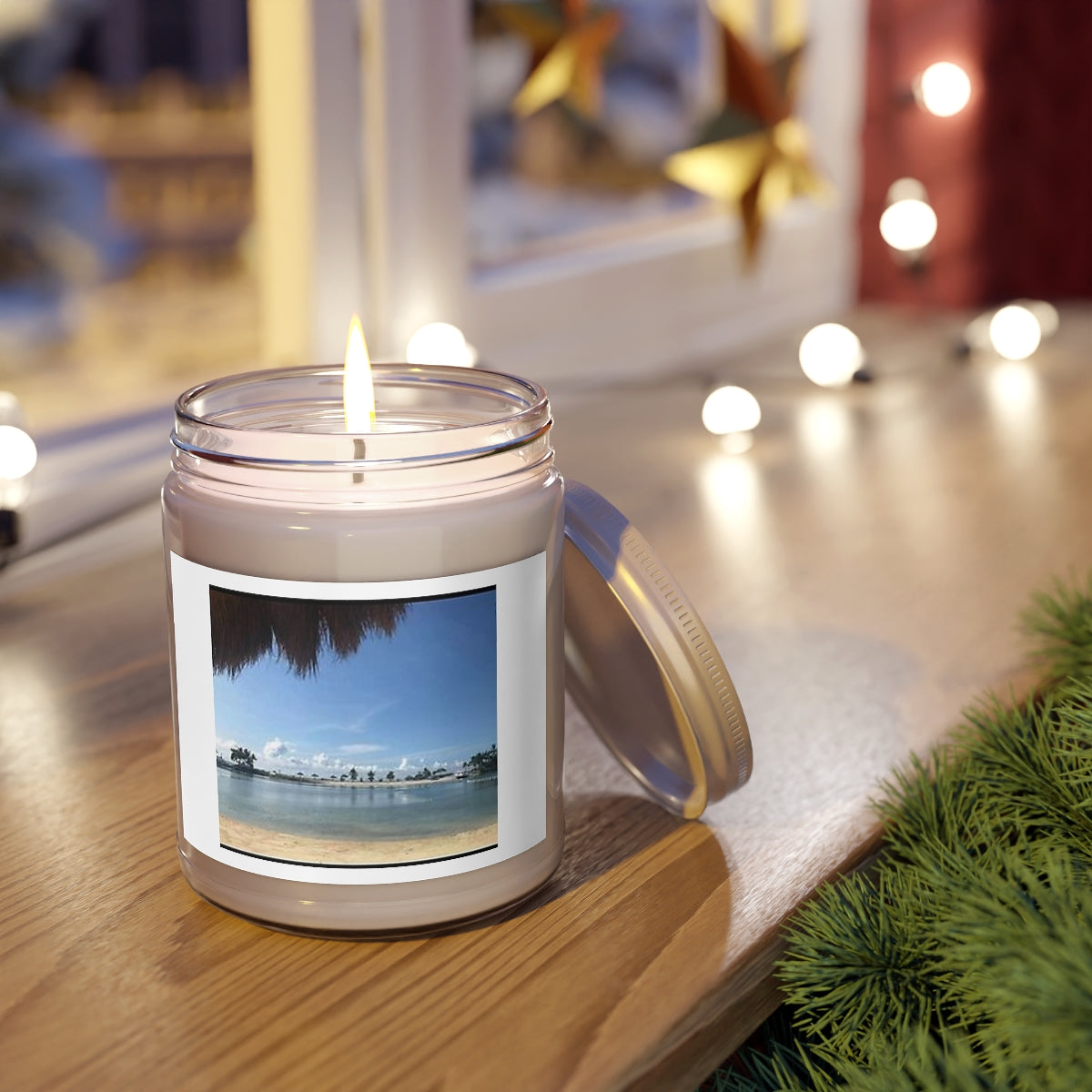 Beautiful " Beach View " Design Scented Candles, 9oz Holiday Gift Birthday Gift Comfort Spice Scent, Sea Breeze Scent, Vanilla Bean Scent Home Decor