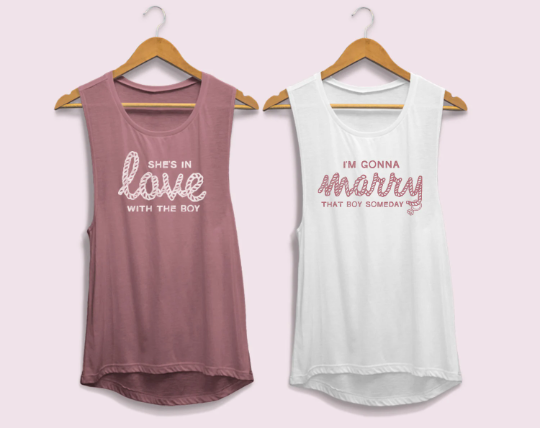 " I'm Gonna Marry That Boy Someday" / " She's In Love with the Boy " - Bachelorette Party Flowy Muscle Tank Tops