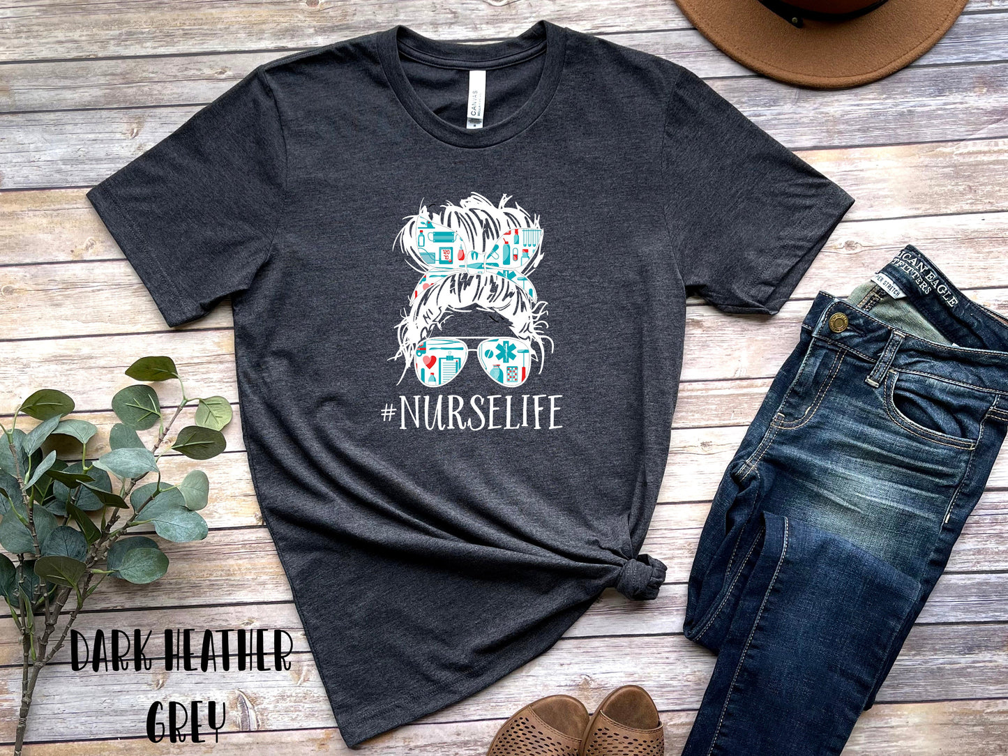 Messy Bun Nurse Life Short Sleeve Shirt