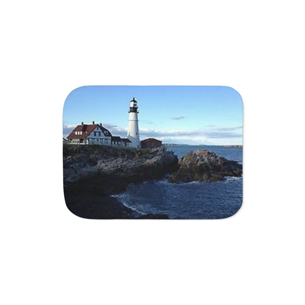 Lighthouse by the Sea view Sherpa Blanket, Two Colors beach Birthday gift Holiday gifts Christmas