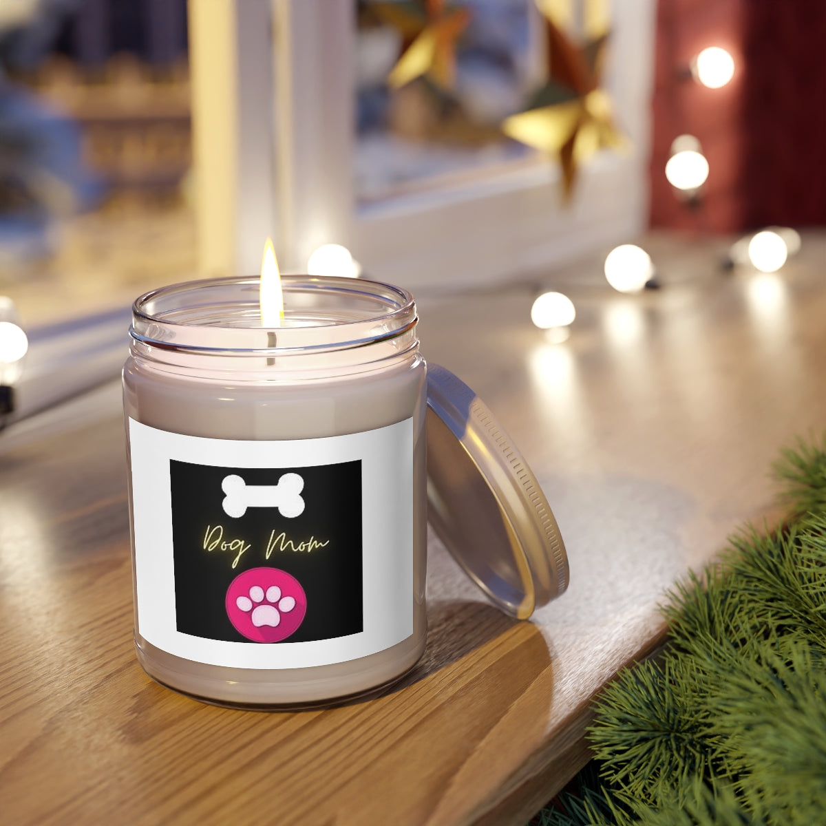 " Dog Mom " Design Scented Candles, 9oz Holiday Gift Birthday Gift Comfort Spice Scent, Sea Breeze Scent, Vanilla Bean Scent Home Decor