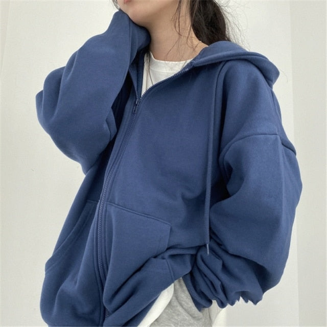 Women Zip Up Hoodie Streetwear Letter Printed Long Sleeve Sweatshirts Women's Fashion