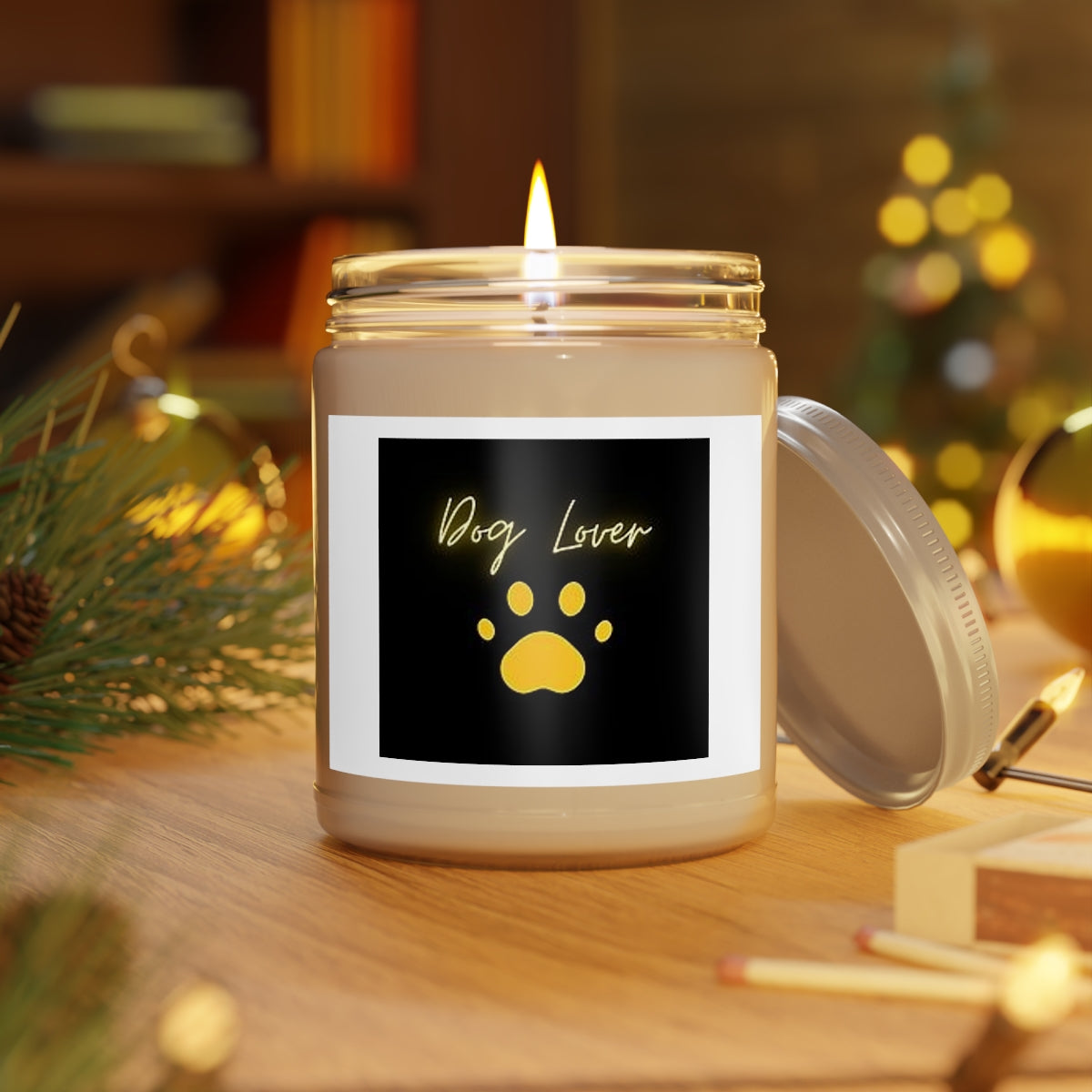 " Dog Lover " With Paw Design Scented Candles, 9oz Holiday Gift Birthday Gift Comfort Spice Scent, Sea Breeze Scent, Vanilla Bean Scent Home Decor