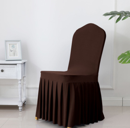 3pcs Wedding Spandex Chair Cover With Pleated Ruffled Skirt