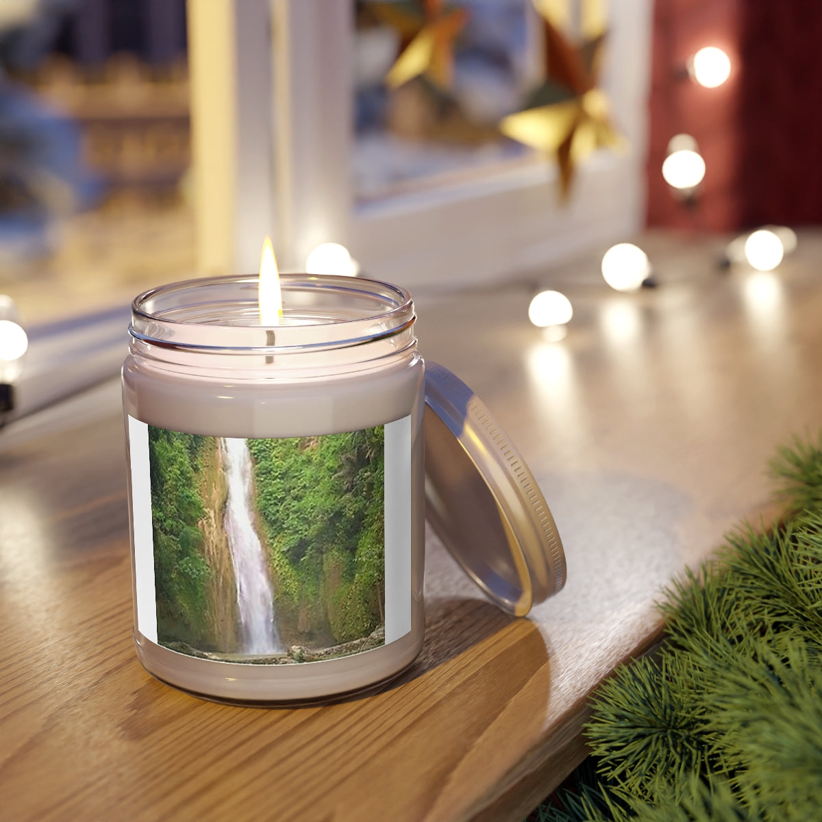 " Waterfalls Scenery " Design Scented Candles, 9oz Holiday Gift Birthday Gift Comfort Spice Scent, Sea Breeze Scent, Vanilla Bean Scent Home Decor