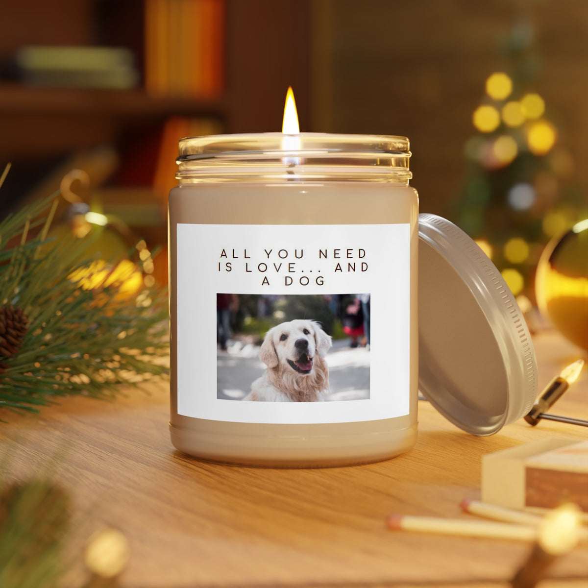 " All You Need Is Love And A Dog " Scented Candles, 9oz Holiday Birthday Gift Comfort Spice, Sea Breeze, Vanilla Bean Scent