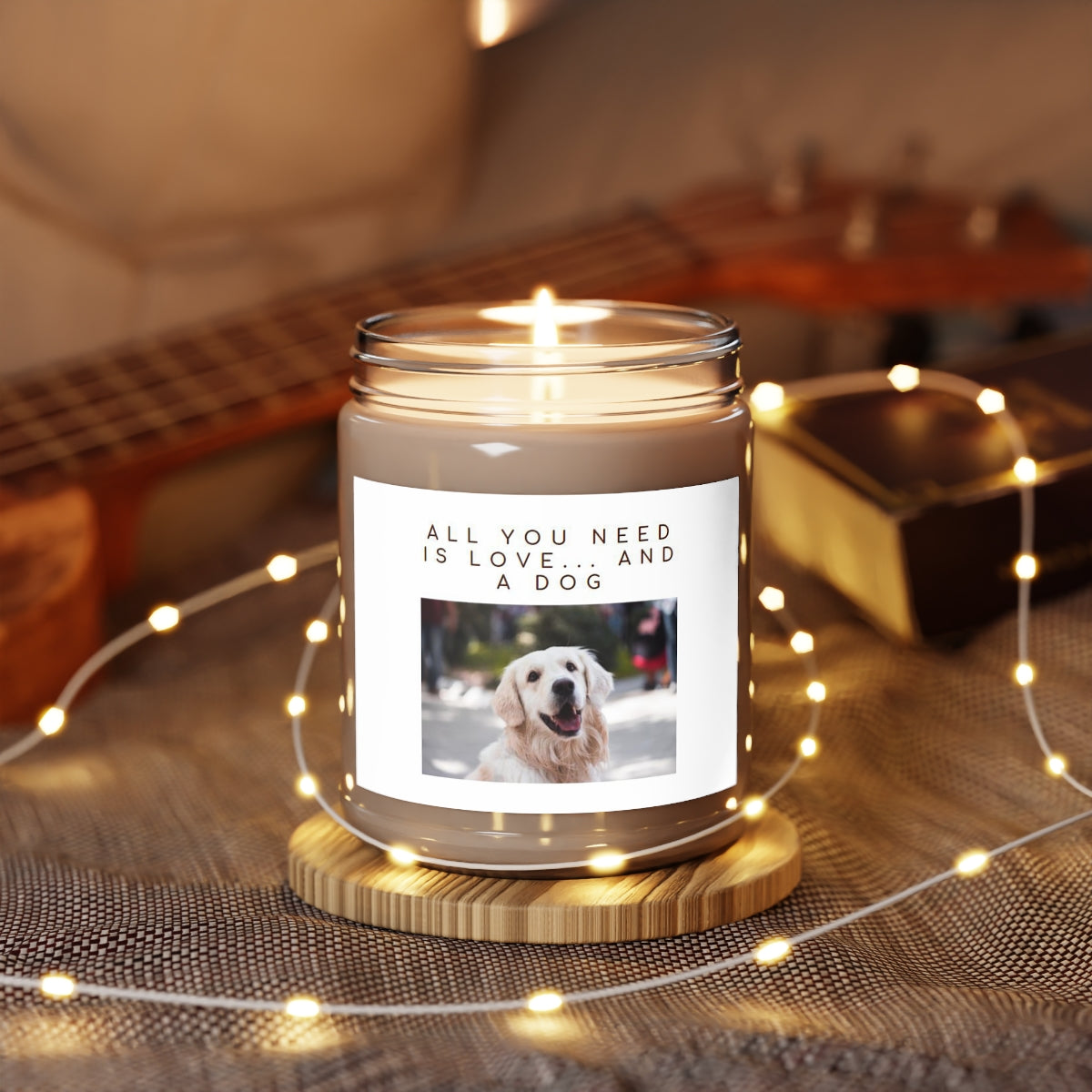 " All You Need Is Love And A Dog " Scented Candles, 9oz Holiday Birthday Gift Comfort Spice, Sea Breeze, Vanilla Bean Scent