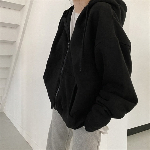 Women Zip Up Hoodie Streetwear Letter Printed Long Sleeve Sweatshirts Women's Fashion