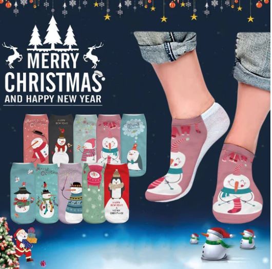 3PCS WOMEN'S 1 PAIR CHRISTMAS DESIGN SOCKS