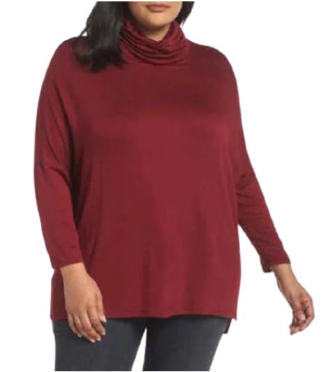 50% OFF COWL NECK TUNIC MAROON LONGSLEEVE TOP BLOUSE PLUS SIZE 3X WOMEN'S LADIES FASHION