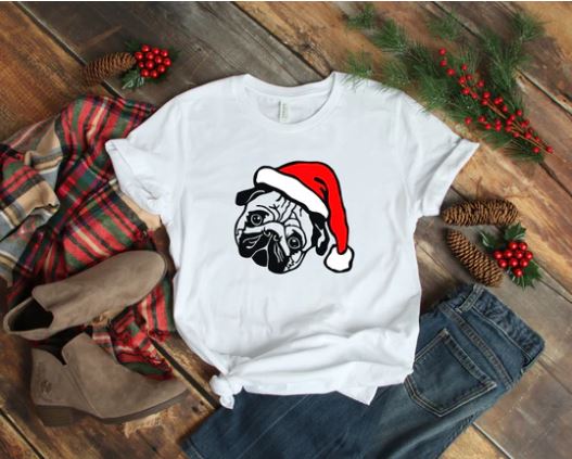 SANTA PUG DOG LOVER CHRISTMAS SHORT SLEEVE SHIRT