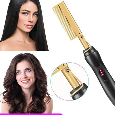 COPPER HOT COMB STRAIGHTENER FOR WIGS AFRO HAIR HEATING COMB STRAIGHTENING BRUSH ELECTRIC PRESSING COMB CURLER HAIR STRAIGHTENER