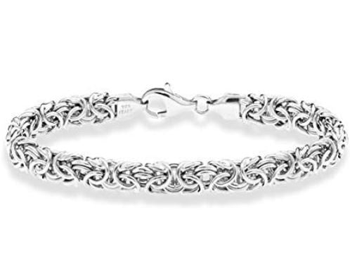 Miabella Italian 925 Sterling Silver Byzantine Bracelet for Women, Handmade in Italy