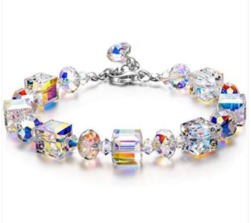 LADY COLOUR ♥ A Little Romance ♥ Sterling Silver Bracelets for Women Northern Lights Crystals Bracelet 7″+2″ Extension, Packaged with Jewelry Box