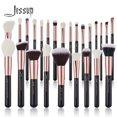 JESSUP MAKEUP BRUSHES SET 6-25PCS FOUNDATION POWDER EYESHADOW LINER BRUSH BLENDING HIGHLIGHTER ROSEGOLD/BLACK