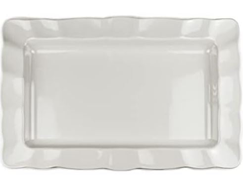 Extreme Consumer Products 22″ Rectangular Melamine Scalloped Serving Platter │Outdoor Dining and Patio Parties │Shatterproof and Dishwasher Safe – Cream