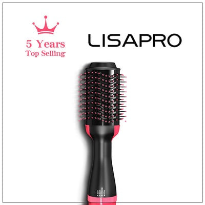 LISAPRO HOT AIR BRUSH ONE-STEP HAIR DRYER VOLUMIZER 1000W BLOW DRYER SOFT TOUCH PINK HAIR CURLER STRAIGHTENER