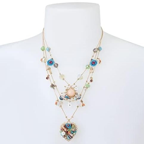 Betsey Johnson Womens Butterfly Charms Layered Necklace