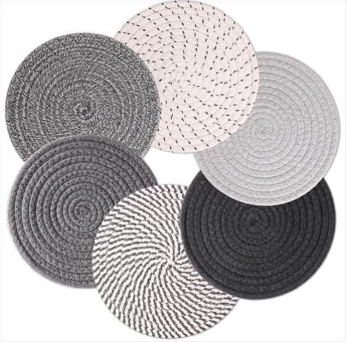 Billbotk 8″ Trivets for Hot Dishes, Hot pots and Pans, 6 Heat Resistant Hot Pads, Pot Holders for Kitchen, Hot Plate Mats for Kitchen Countertops, Table, Home Essentials, Farmhouse Decor