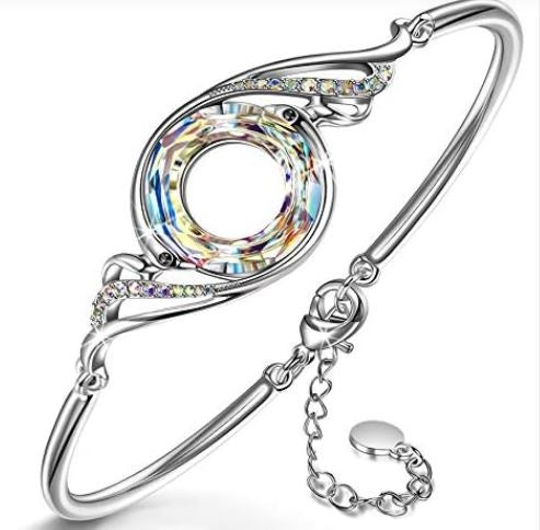 Kate Lynn “Rise From the Ashes” Phoenix Bracelet Made with Crystals from Austria, Adjustable Bangle Bracelet for Women 7″+2″, Packaged with Jewelry Box, Birthday Gift for Women, Symbol of Luck and Renewal