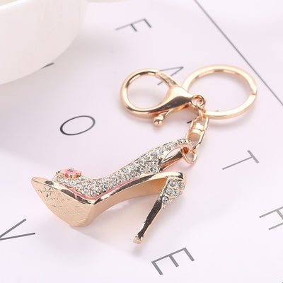 HIGH HEEL SHOE KEYCHAIN RHINESTONE CRYSTAL PURSE CAR KEY CHAIN BAG DECORATIVE ALLOY KEYRING