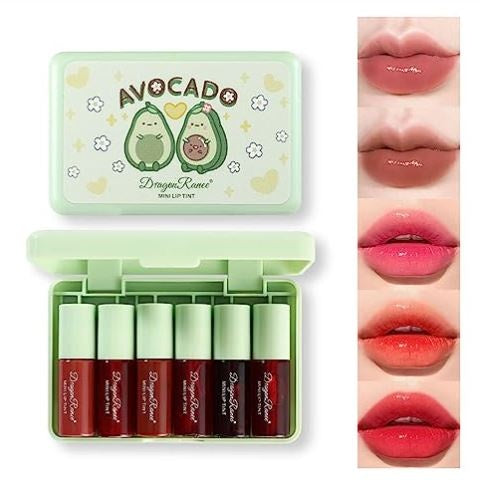 6 Colors Lip Tint Stain Set,Korean Velvet Water Lip Tint Mini Liquid Lipstick,Natural Multi-use Lip and Cheek Tint, Long lasting Non-Stick Cup Waterproof, High Pigment, Vivid Color, Lip Tint Makeup