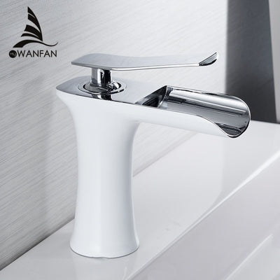 BASIN FAUCETS WATERFALL BATHROOM FAUCET SINGLE HANDLE BASIN MIXER TAP BATH ANTIQUE FAUCET BRASS SINK WATER CRANE SILVER