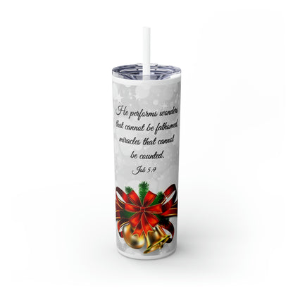 Skinny Tumbler with Straw, 20oz Christmas Holiday Season Gift Giving Family Gathering Yuletides Season Family Gifts Christmas Day Tumbler