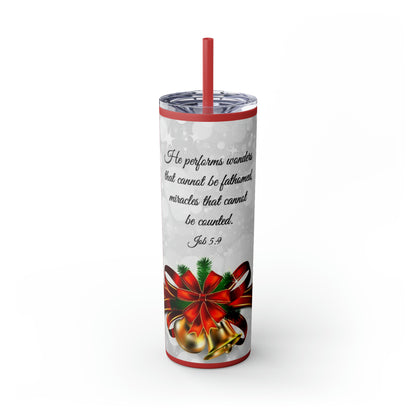 Skinny Tumbler with Straw, 20oz Christmas Holiday Season Gift Giving Family Gathering Yuletides Season Family Gifts Christmas Day Tumbler