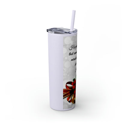 Skinny Tumbler with Straw, 20oz Christmas Holiday Season Gift Giving Family Gathering Yuletides Season Family Gifts Christmas Day Tumbler