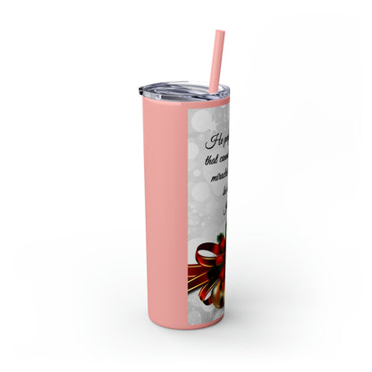 Skinny Tumbler with Straw, 20oz Christmas Holiday Season Gift Giving Family Gathering Yuletides Season Family Gifts Christmas Day Tumbler
