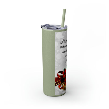Skinny Tumbler with Straw, 20oz Christmas Holiday Season Gift Giving Family Gathering Yuletides Season Family Gifts Christmas Day Tumbler