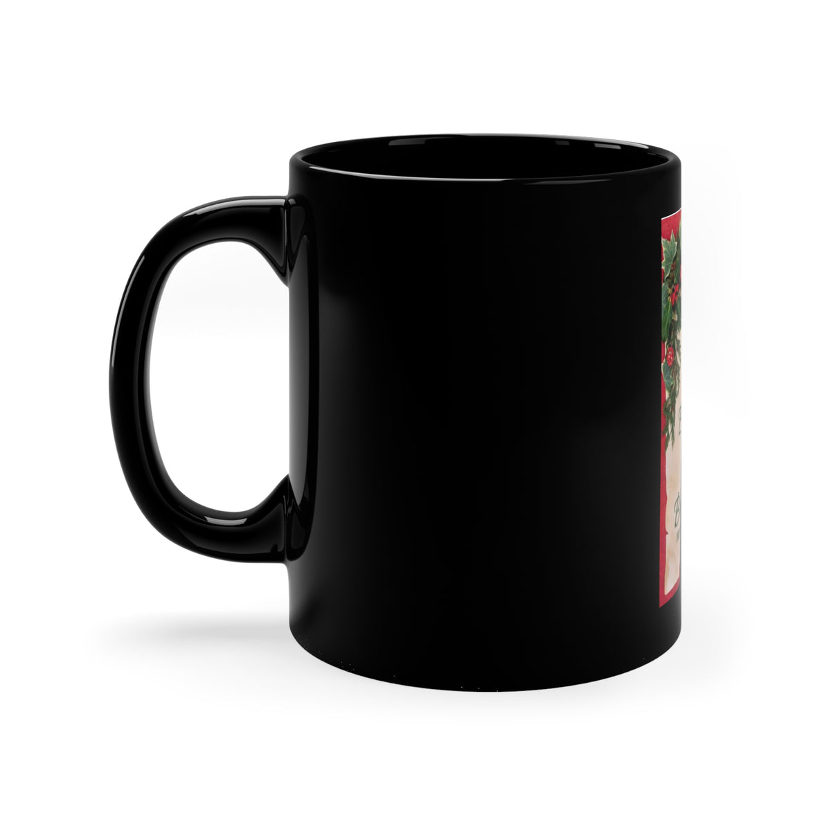 Black Coffee Mug, 11oz Christmas Mug Holiday Season Gift Giving Family Gathering Yuletides Season Family Gifts Christmas Day Cup