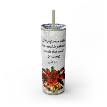 Skinny Tumbler with Straw, 20oz Christmas Holiday Season Gift Giving Family Gathering Yuletides Season Family Gifts Christmas Day Tumbler