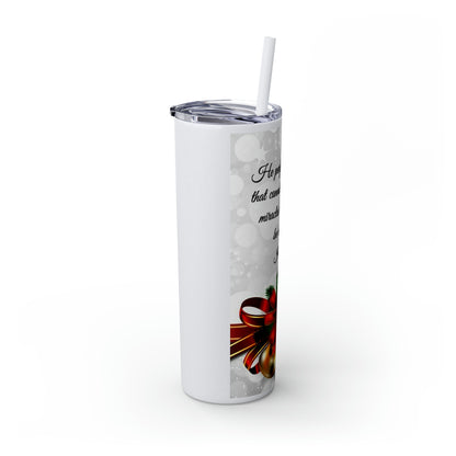Skinny Tumbler with Straw, 20oz Christmas Holiday Season Gift Giving Family Gathering Yuletides Season Family Gifts Christmas Day Tumbler