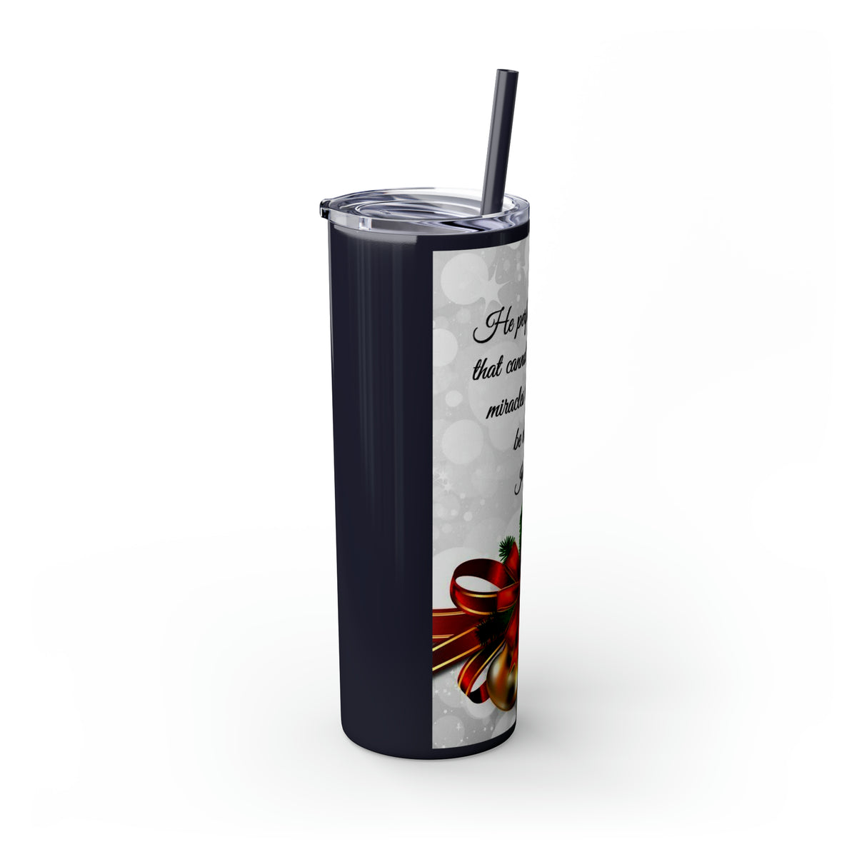 Skinny Tumbler with Straw, 20oz Christmas Holiday Season Gift Giving Family Gathering Yuletides Season Family Gifts Christmas Day Tumbler