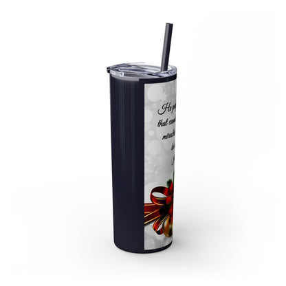 Skinny Tumbler with Straw, 20oz Christmas Holiday Season Gift Giving Family Gathering Yuletides Season Family Gifts Christmas Day Tumbler