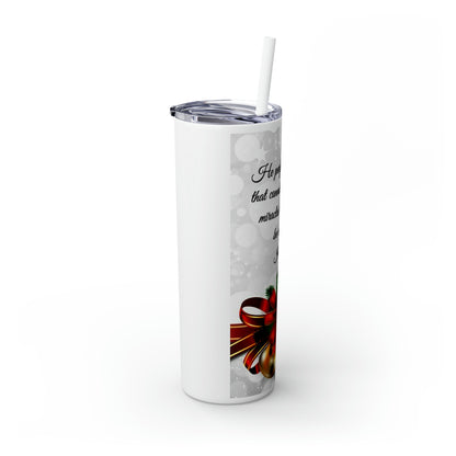 Skinny Tumbler with Straw, 20oz Christmas Holiday Season Gift Giving Family Gathering Yuletides Season Family Gifts Christmas Day Tumbler