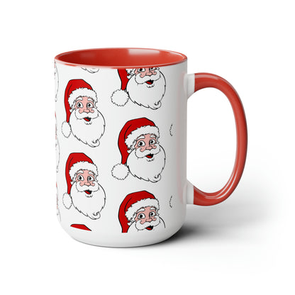 Two-Tone Coffee Mugs, 15oz Christmas Mug Holiday Season Gift Giving Family Gathering Yuletides Season Family Gifts Christmas Day Cup