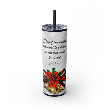 Skinny Tumbler with Straw, 20oz Christmas Holiday Season Gift Giving Family Gathering Yuletides Season Family Gifts Christmas Day Tumbler