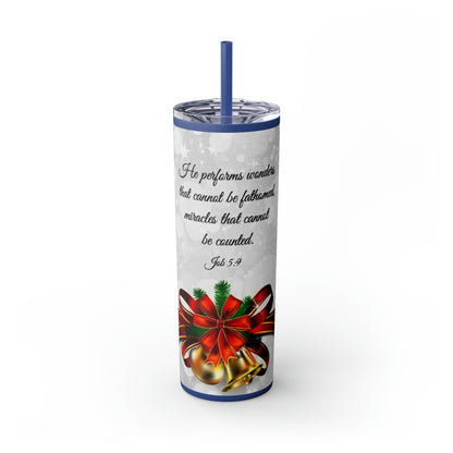 Skinny Tumbler with Straw, 20oz Christmas Holiday Season Gift Giving Family Gathering Yuletides Season Family Gifts Christmas Day Tumbler