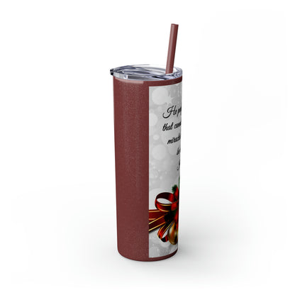 Skinny Tumbler with Straw, 20oz Christmas Holiday Season Gift Giving Family Gathering Yuletides Season Family Gifts Christmas Day Tumbler