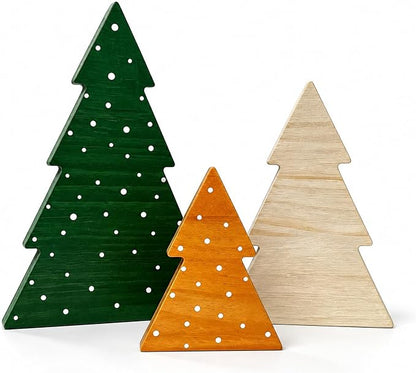 Christmas Decor, Wood Christmas Tree, 3PC Farmhouse Trees for Table Mantel