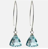 NWT Handmade Dangle Earrings for Women - Aquamarine Blue Quartz Sterling Silver Earrings