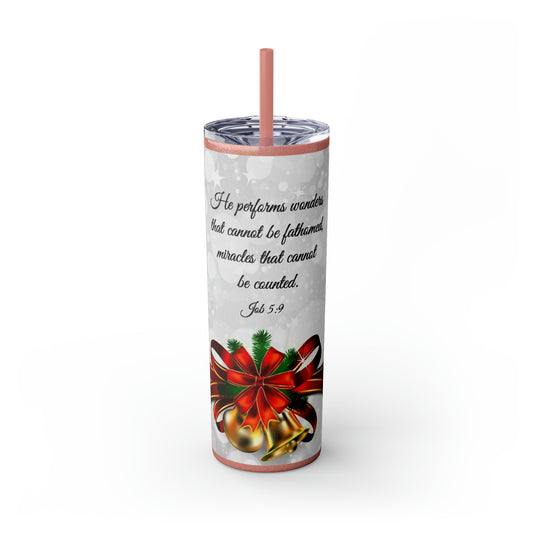 Skinny Tumbler with Straw, 20oz Christmas Holiday Season Gift Giving Family Gathering Yuletides Season Family Gifts Christmas Day Tumbler