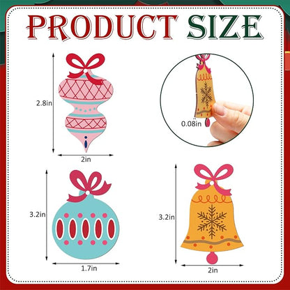 Amyhill 24 Pcs Vintage Wooden Christmas Tree Ornaments with Rope