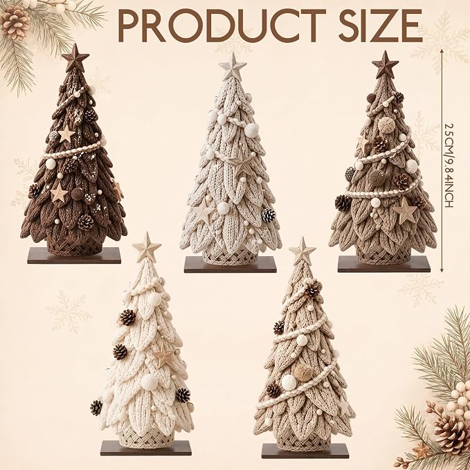 Barydat 5 Pcs Wooden Christmas Tree Tabletop Decor