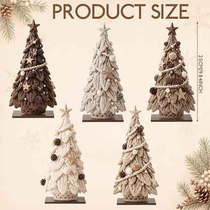 Barydat 5 Pcs Wooden Christmas Tree Tabletop Decor