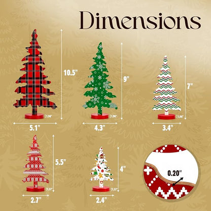 Christmas Decorations Indoor Wooden Tree Set 5 Sizes Rustic Holiday Decor